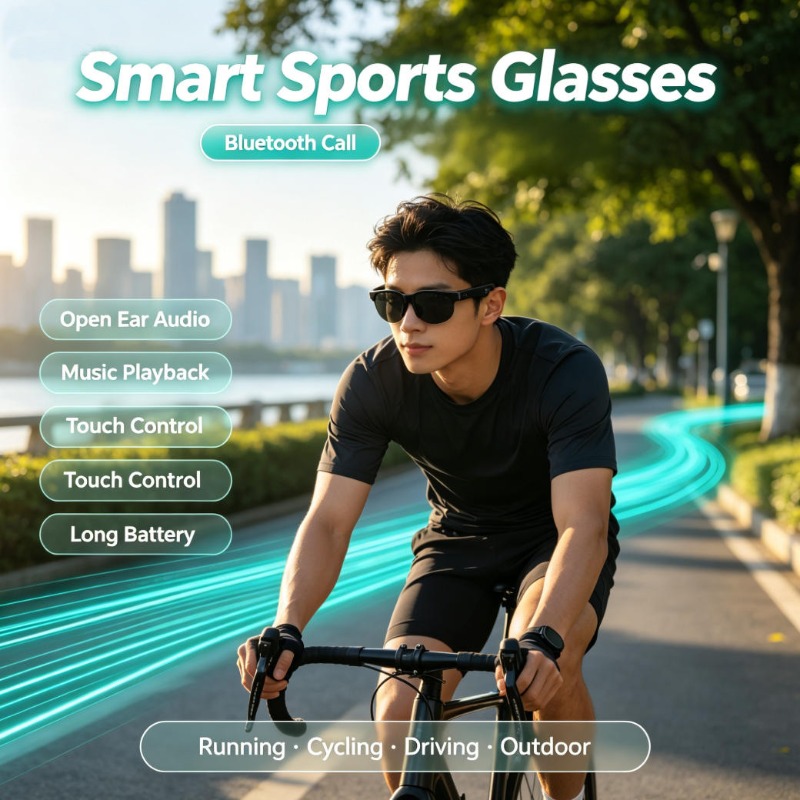 Outdoor Sport Gear - نظارات رياضية ذكية مع سماعات مفتوحة،